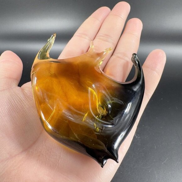 Venetian Hand Blown Fish Art Glass Figurine Hand Made In Italy Amber Smokey VTG - Picture 3 of 14